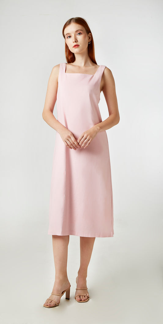 Cross back Midi Dress - Pink