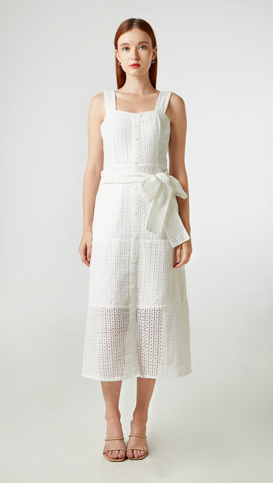 Midi Dress with Cotton Embroidery